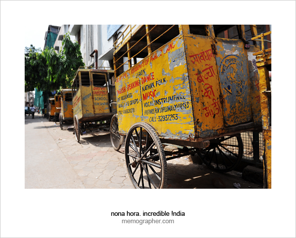 School Rickshaws - Indian School Buses. Delhi, India