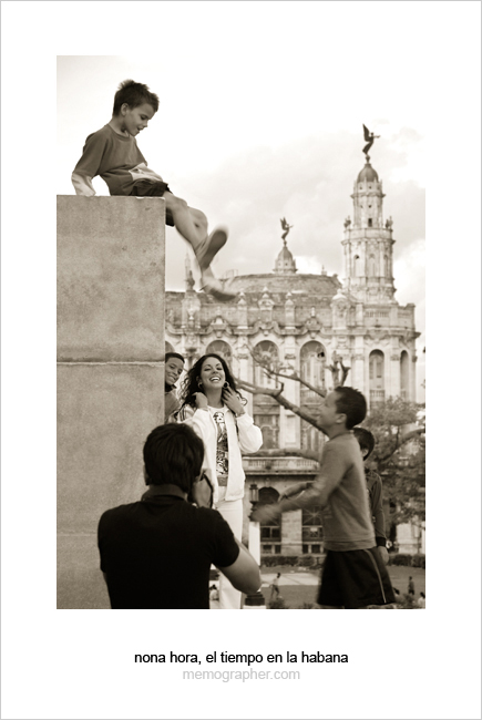 Tourist Girl and Cuban Boys. Havana, Cuba
