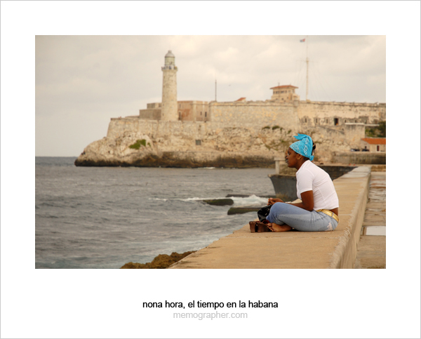 Cuban Girl Waiting on Malecon. Havana, Cuba