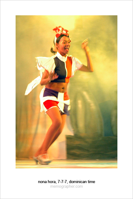 Dominican Girl Dancer performs in a Dominican Flag costume 