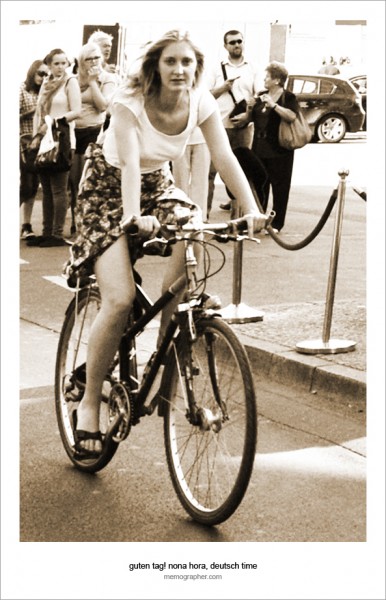 Girl on Bicycle. Berlin, Germany