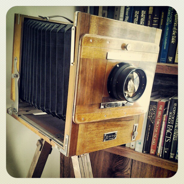 On My Shelves. A Vintage Wooden Folding Camera FK 18x24