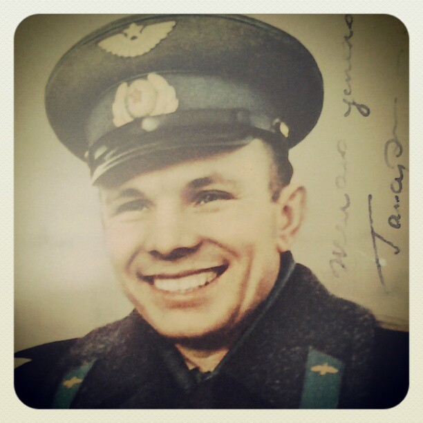 On My Shelves. An Autographed Photo of Yuri Gagarin
