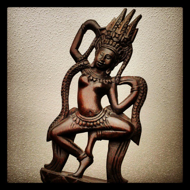 On My Shelves. A Bring-back from Cambodia. A Figurine of Dancing Apsara. 