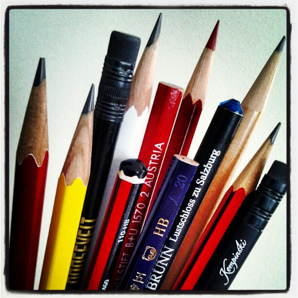 On My Shelves. Bringback pencils from Austria, Germany, England, Japan and other places.