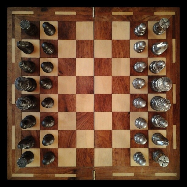 On My Shelves. Bring-back from India. Handmade Chess. Click on Images to see another version.
