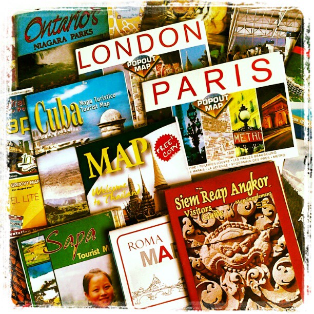 On My Shelves. My travel maps