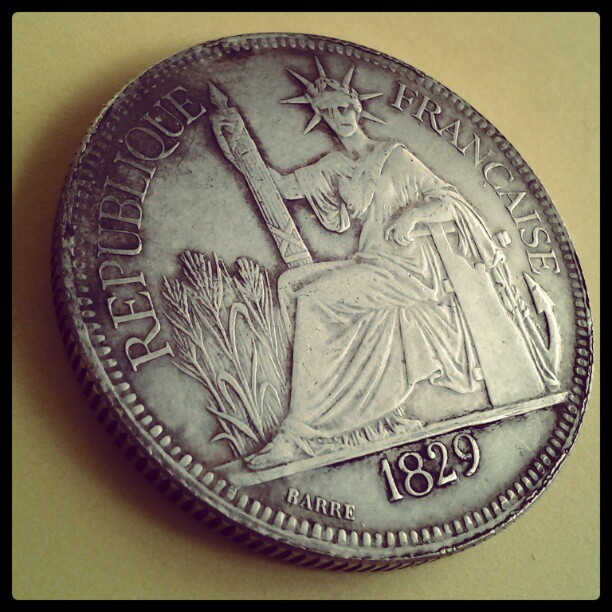 A Bring-back from Vietnam. A Fake Silver French Indochina Piastre Coin. Click on image to see another version