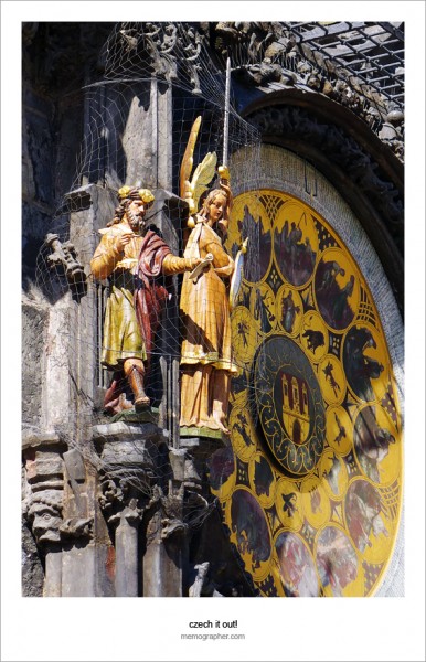 The Prague Astronomical Clock. Click on image to view black-n-white version.