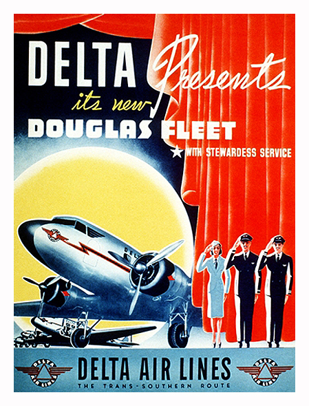 1940 Delta Airlines Douglas DC-2 Ad
