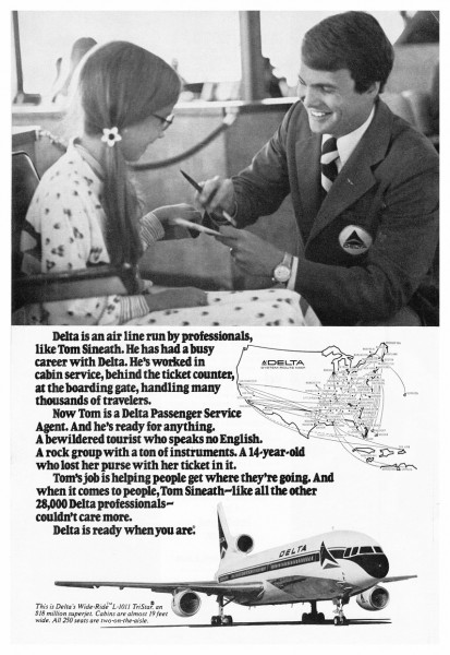 1975 Delta Airlines Tom Sineath Print Ad
