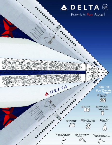 2000s Delta Airlines Fun To Fly Again Paper Plane Magazine Ad