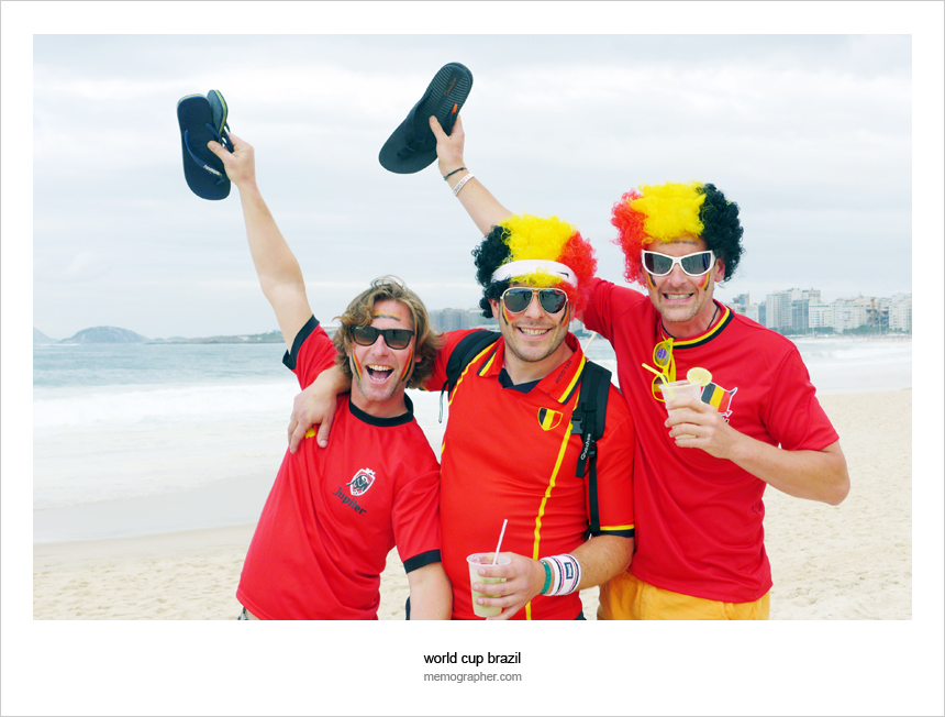 Fans of Team Belgium on Copacabana Beach. Rio de Janeiro, Brazil